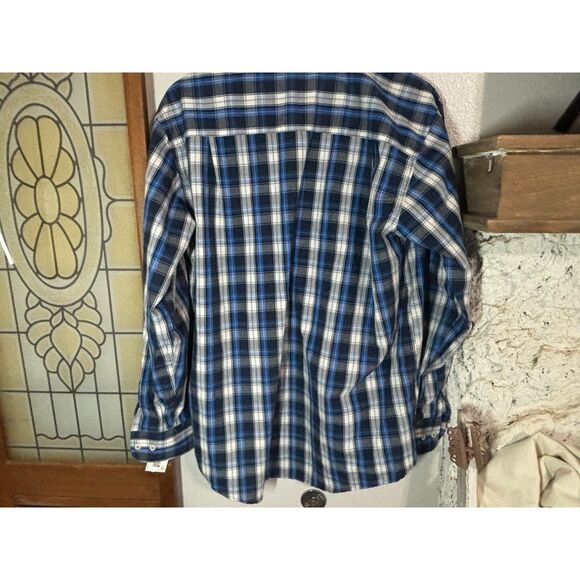 Beverly Hills Polo Club Black Label Blue Plaid Button Down Shirt Size L - Picture 2 of 10